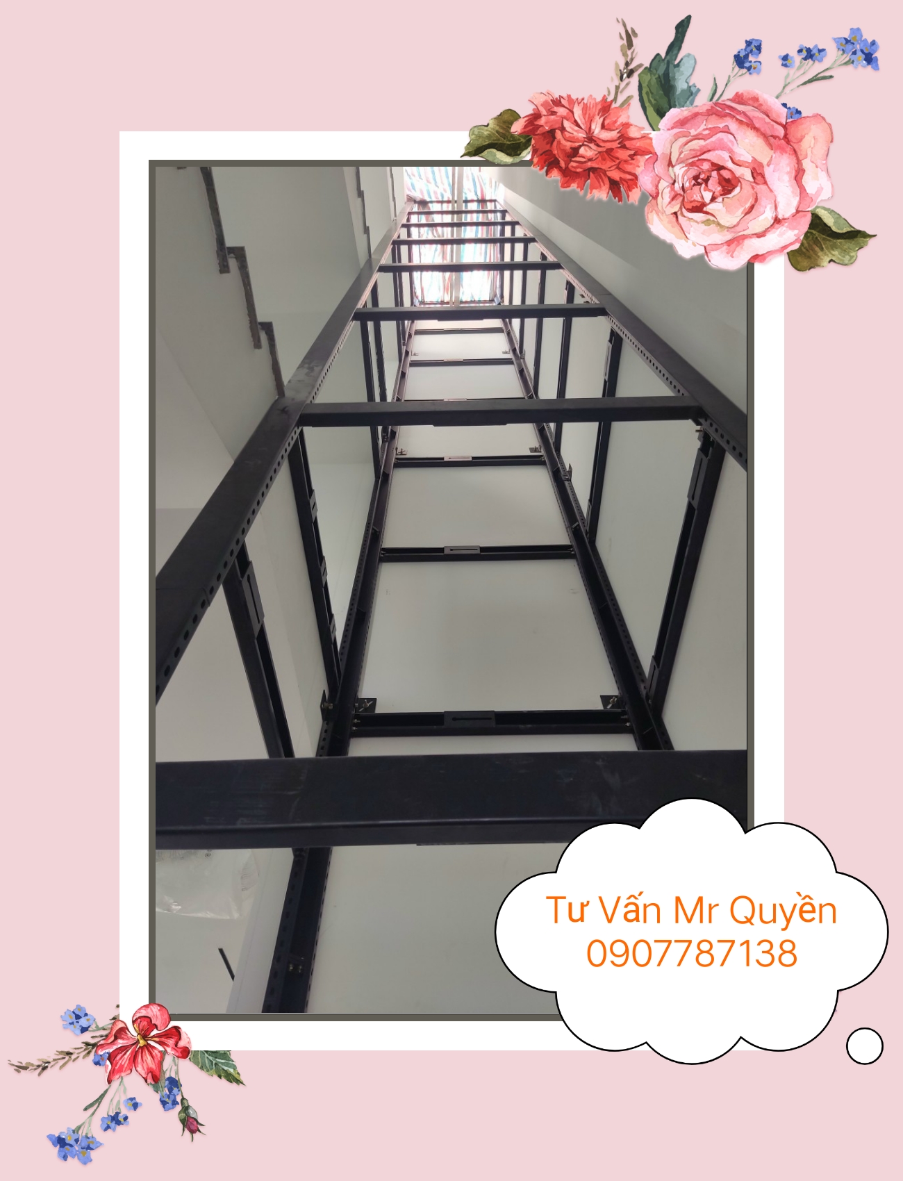 Khung thang máy lắp thực tế 